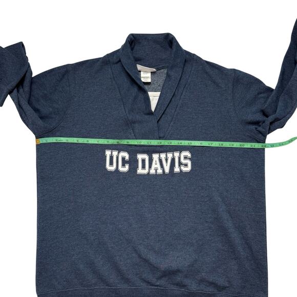 UC DAVIS Shawl Collar Womens Lightweight Sweatshirt Size Large Blue White - Picture 8 of 10